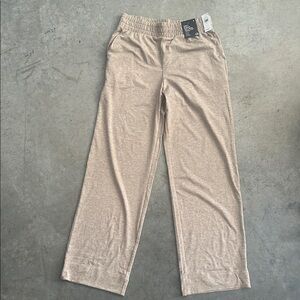 Beige Elastic Waist Pants